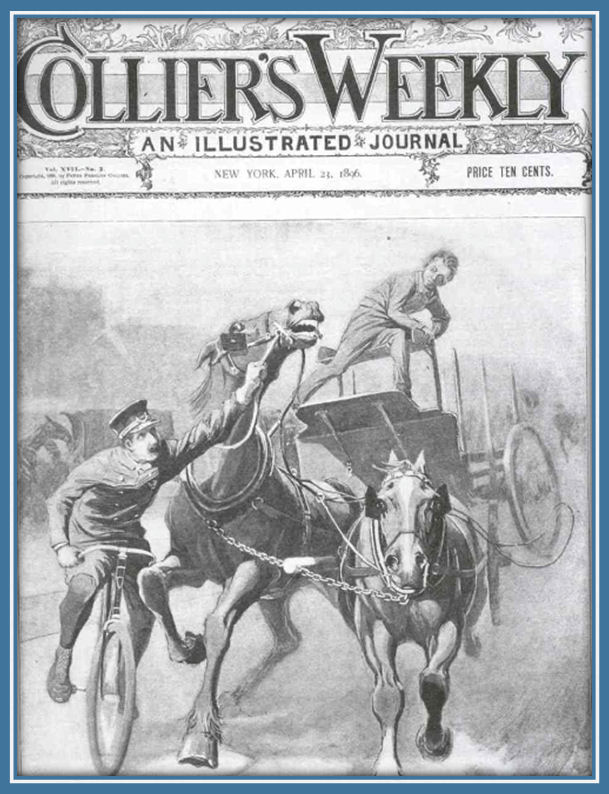 historic Collier's Magazine cover of stampeding horses
