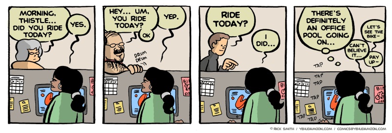Comic strip: Co-workers can't believe she rode