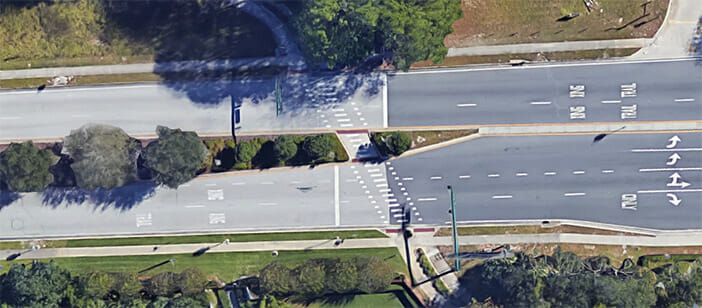 path intersection aerial view
