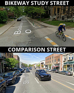 montreal study comparison streets with and without separated bike lanes