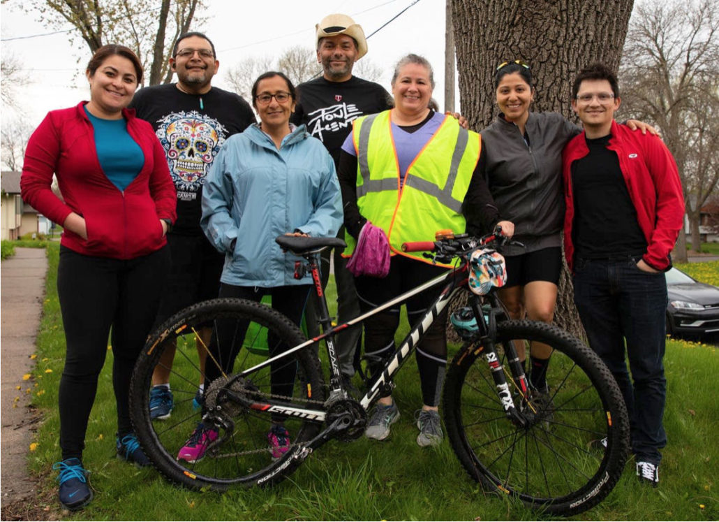 Latino Social club members including Bicycling Street Smarts translators Reina Lopez and Marco Mejía