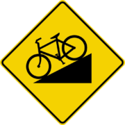 bike downhill grade sign