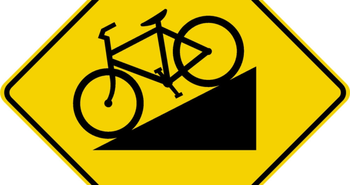 bike downhill grade sign